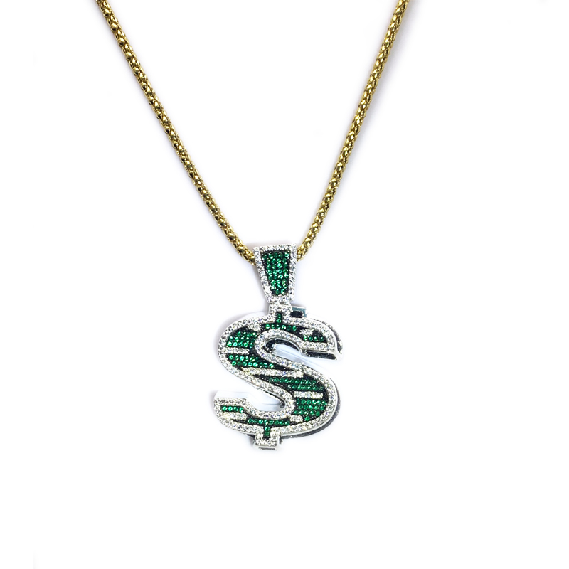 Hip-Hop Green S Symbol Dollar Wisiorek